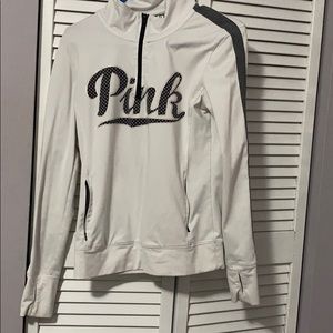 dri fit pink sweater in white